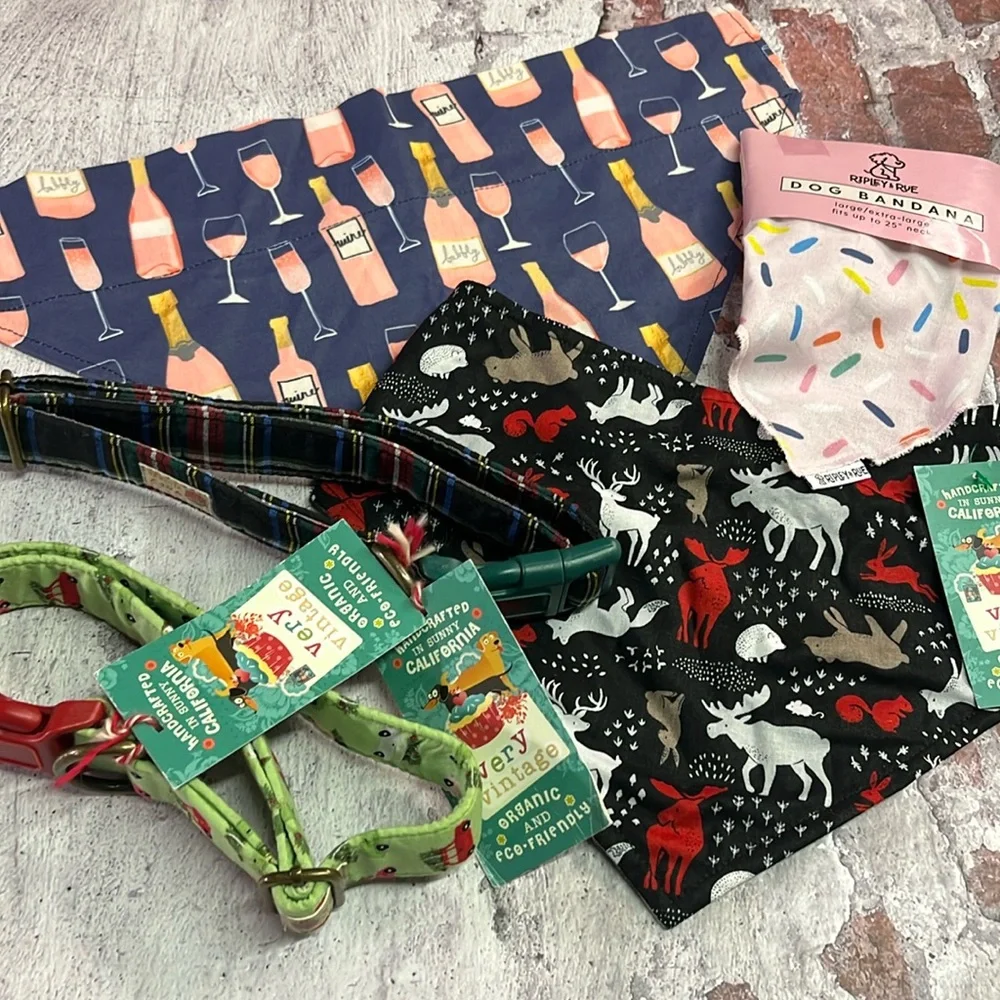 NWT Lot of 5 Large Size Dog Bandanas & Collars